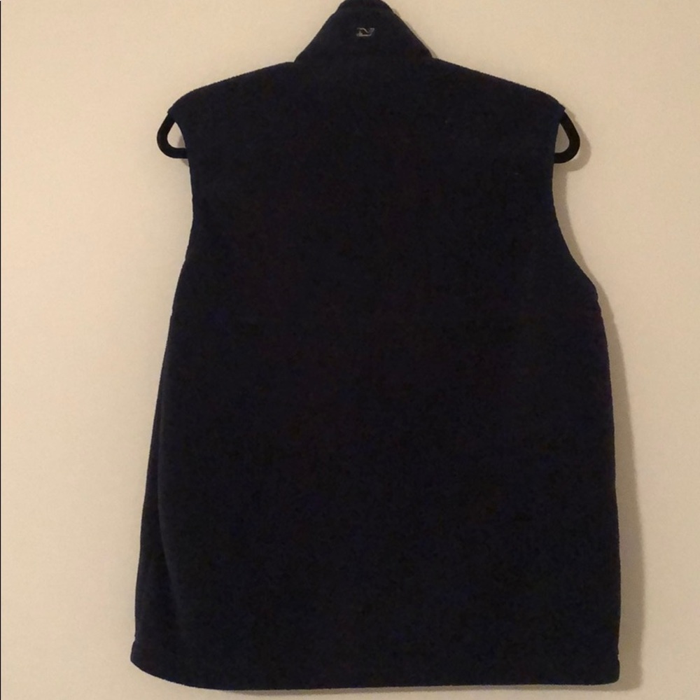 Men’s Medium Vineyard Vines Navy Fleece Vest: - Picture 2 of 4